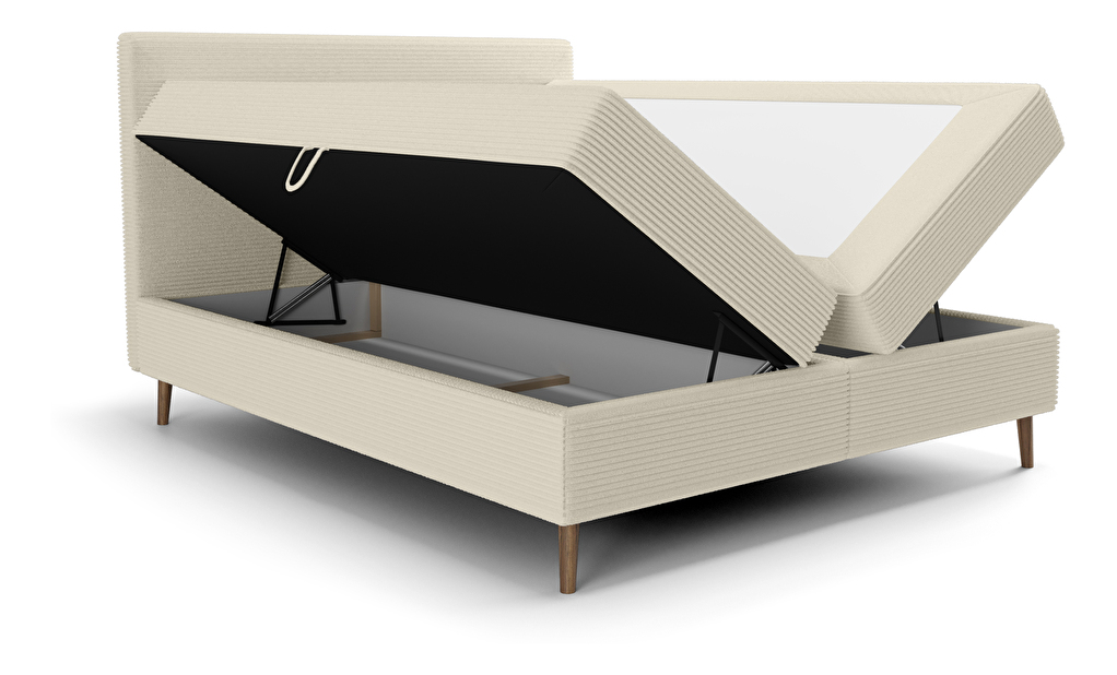 Manželská postel 160 cm Napoli Bonell (krémová) (s roštem, s úl. prostorem)