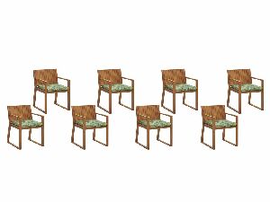 Set 8 ks. zahradních židlí SASAN (světle hnědá) (se zelenými podsedáky)