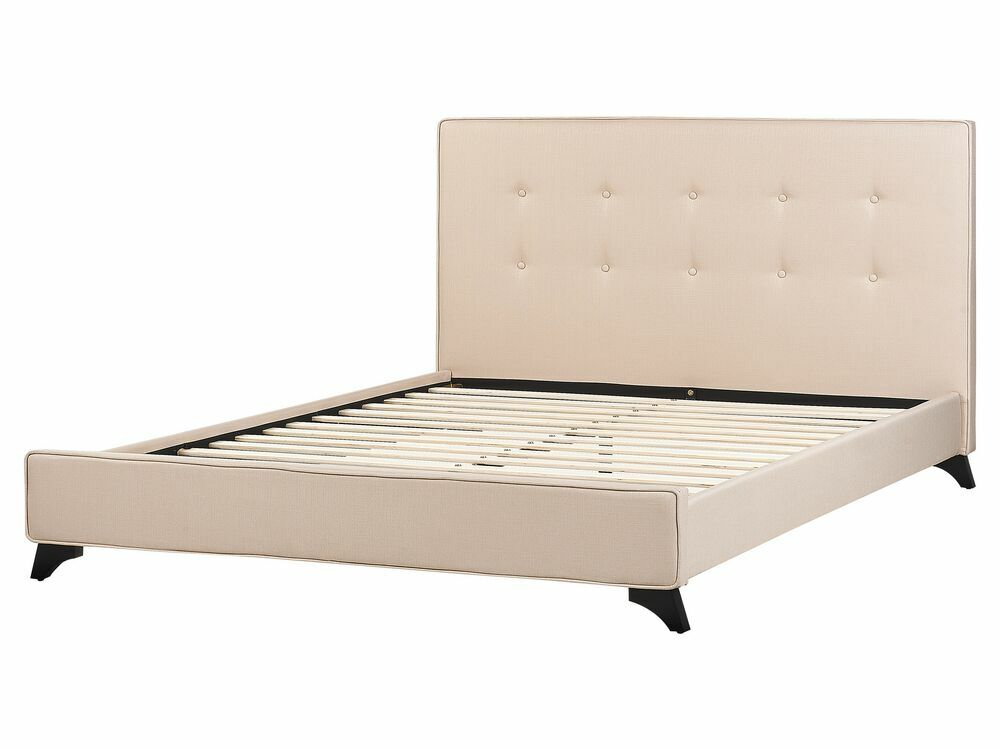 Manželská postel 160 cm AMBRE (s roštem) (béžová)