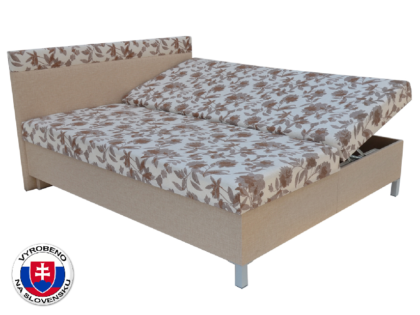 Manželská postel 160 cm Agata (béžová) (s rošty a matracemi)