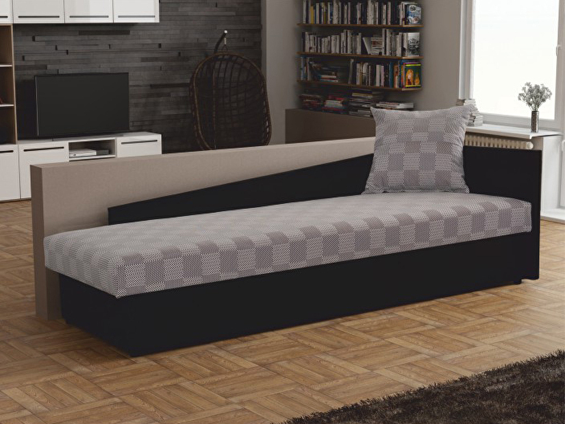 Jednolůžková postel (válenda) 80 cm Judit (šedá + černá) (s úl. prostorem) (P) *bazar
