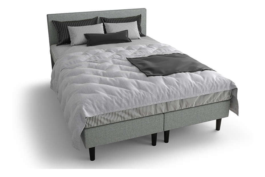 Manželská posteľ Boxspring 140 cm Rita (svetlosivá) (s matracom, bez úložného priestoru)