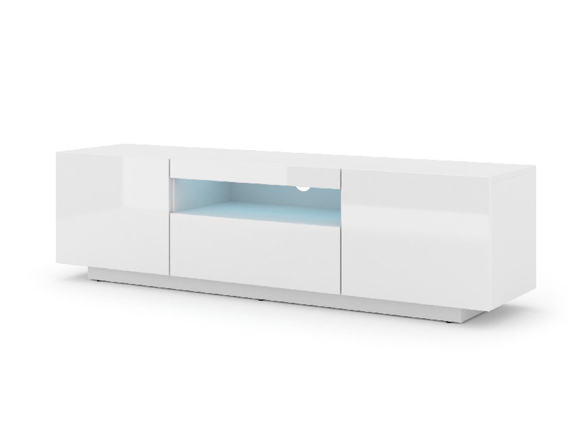 TV stolek/skříňka Aurora (bílý lesk) (LED)