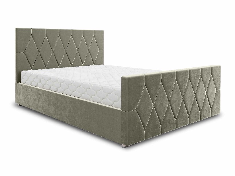 Manželská postel 140 cm Alex (šedobéžová) (s roštem a úložným prostorem)