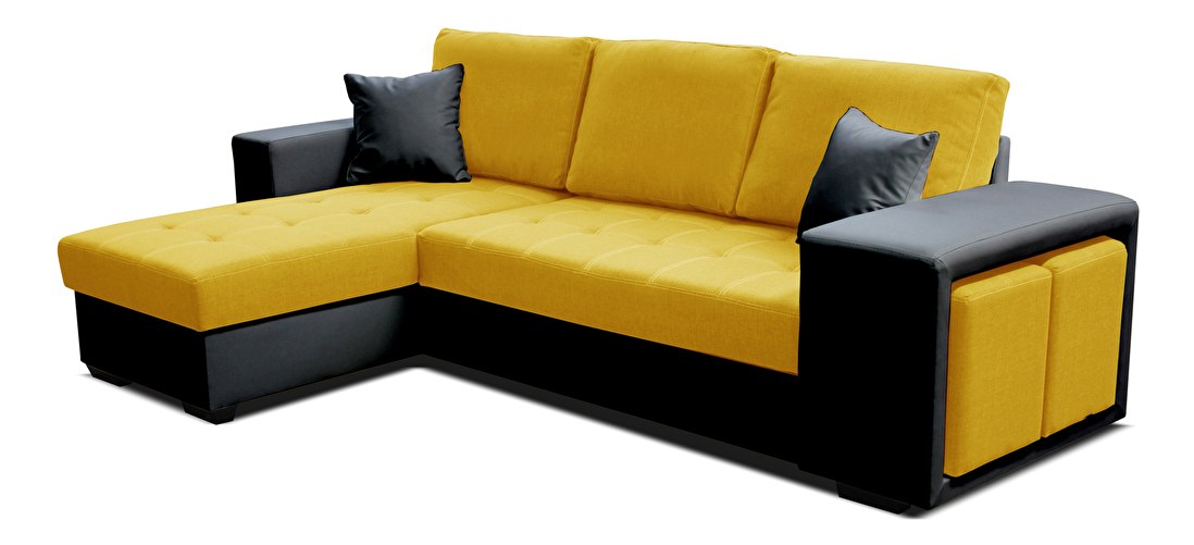 Rohová sedací souprava Thema Lux L+2F (žlutá + černá) (L)