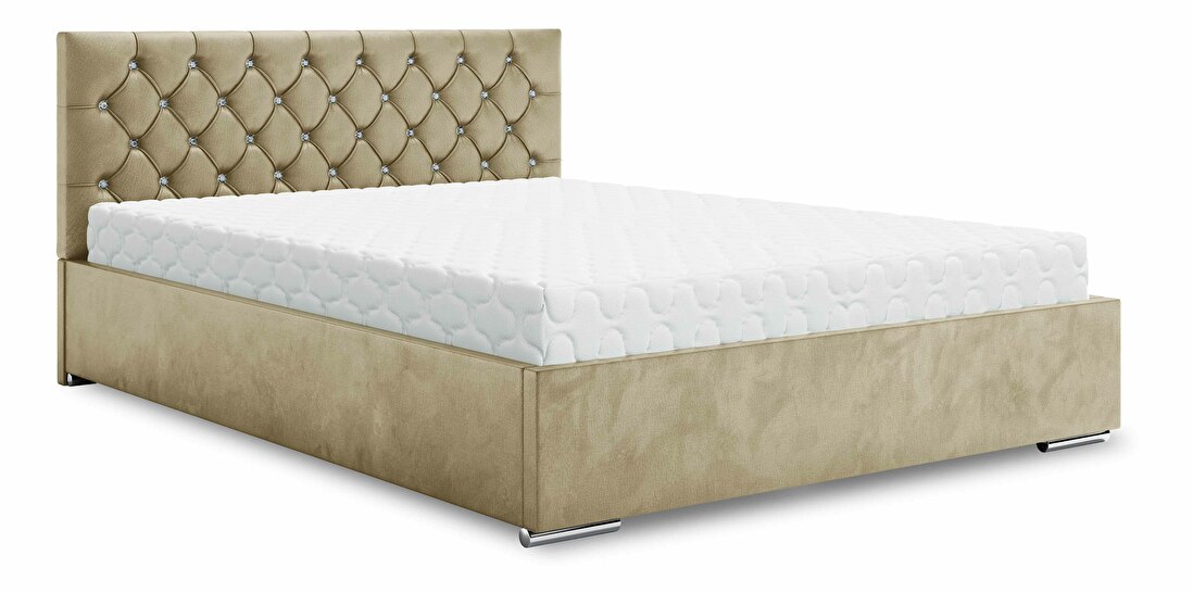 Manželská postel 140 cm Kerry (béžová) (s roštem a úložným prostorem)