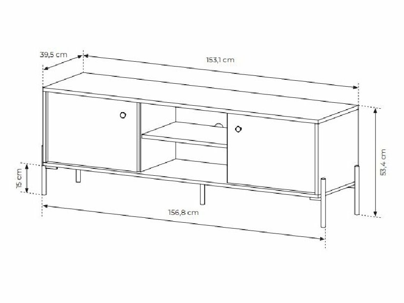 TV stolek/skříňka Scandia 153 2D (dub scandi + jedlička scandi)