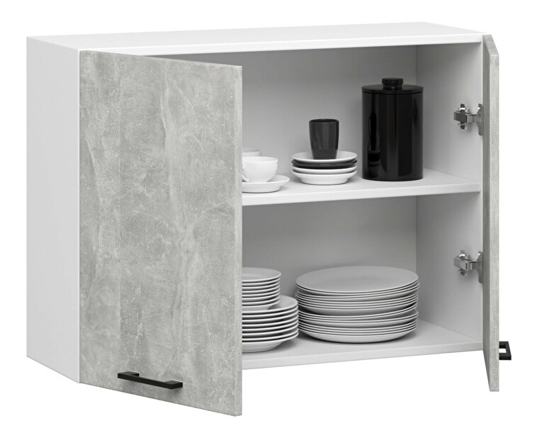 Horní kuchyňská skříňka Ozara W80 H580 (bílá + beton)