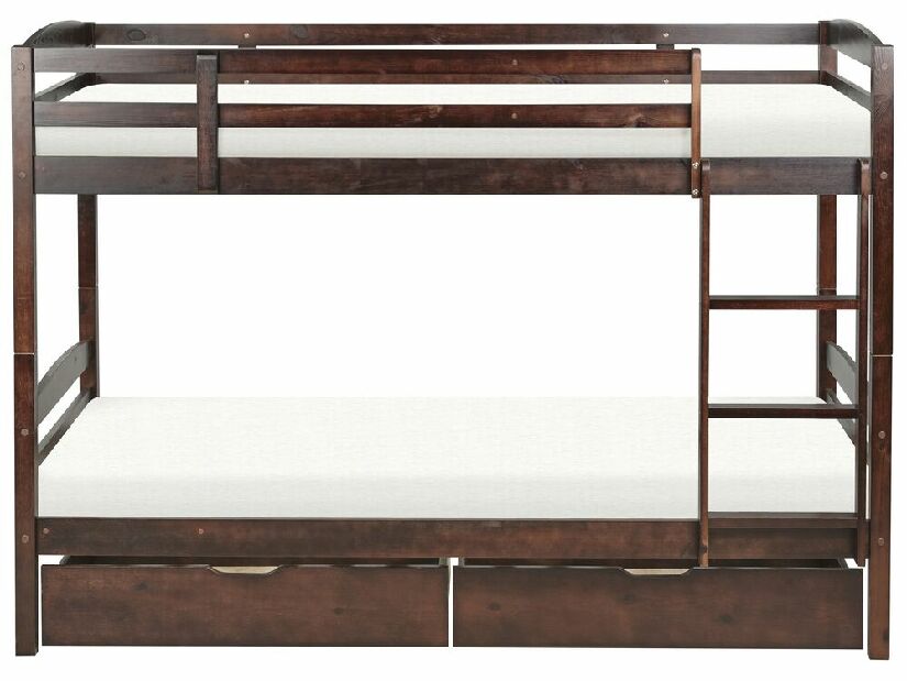 Patrová postel 90 cm Reggeton (tmavé dřevo) (s roštem a úložným prostorem)