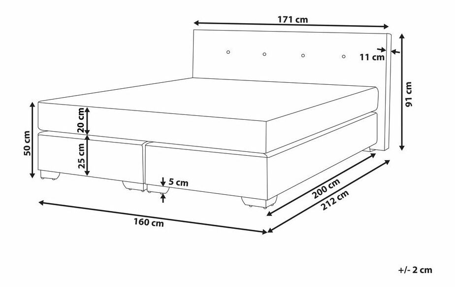 Kontinentální postel 160 cm CONSOLE (s roštem a matrací) (béžová)