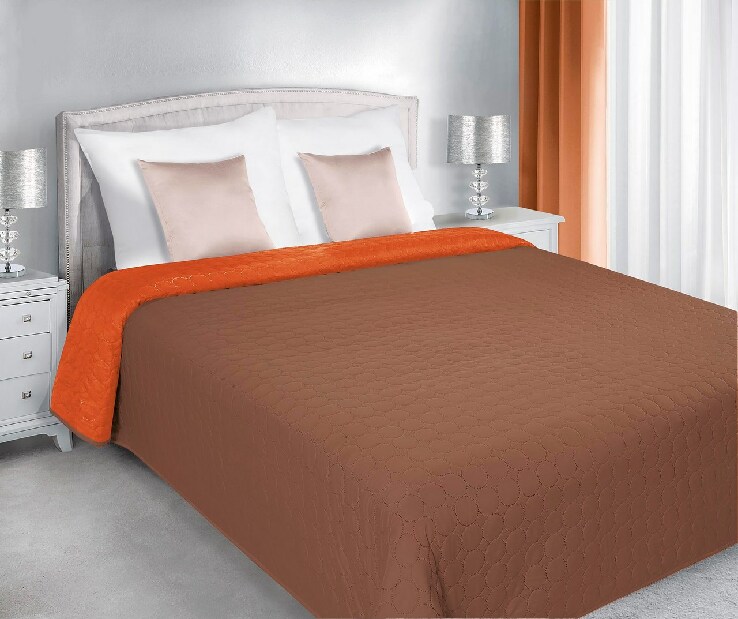 Přehoz na postel 240x220cm Carla (oranžová + hnědá)
