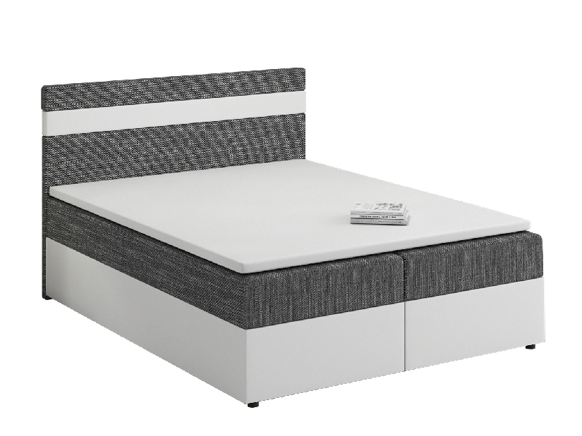 Kontinentální postel 180x200 cm Mimosa (melírovaná šedá + bílá) (s roštem a matrací)