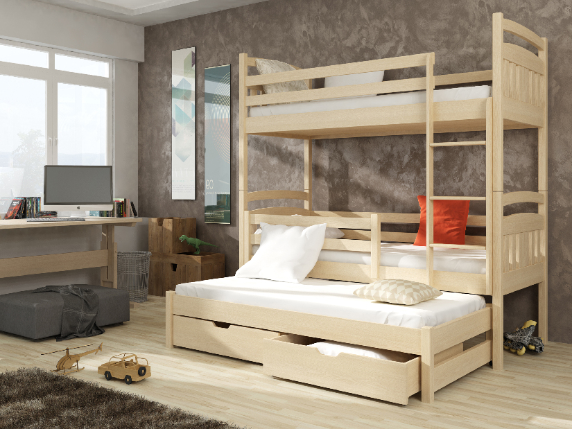 Dětská postel 80 cm IVA (s roštem a úl. prostorem) (borovice)