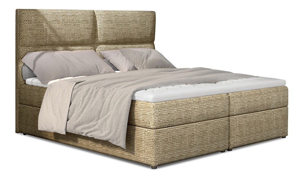 Kontinentální postel 185 cm Alyce (béžová) (s matracemi)