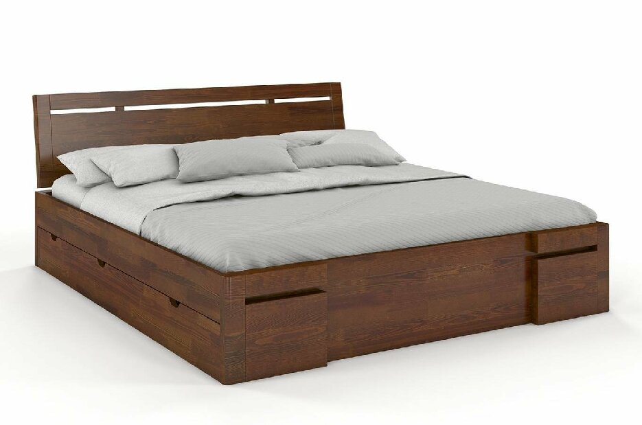 Manželská postel 200 cm Naturlig Bokeskogen High Drawers (borovice)