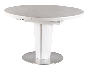 Rozkládací jídelní stůl 120-160 cm Oris (bílá + mramor bílý) (pro 4 až 6 osob)