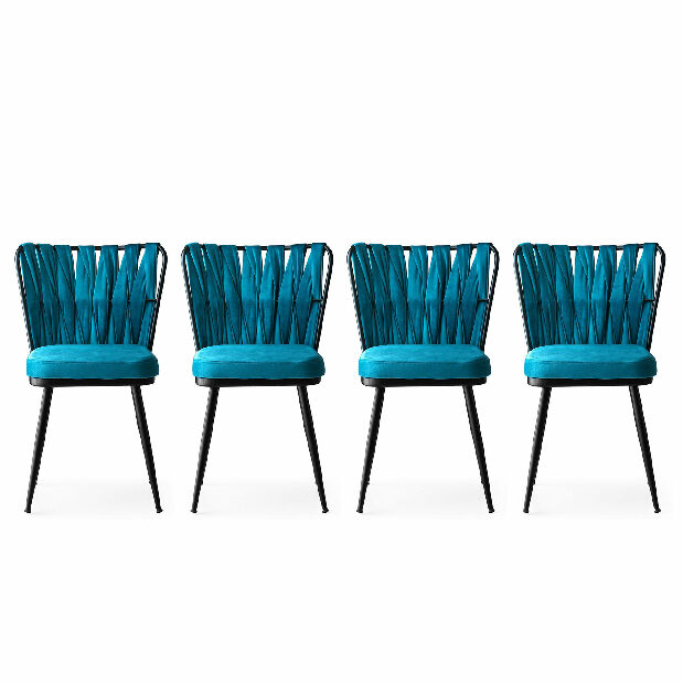 Set 4 židlí Krista (Černá + Modrá)
