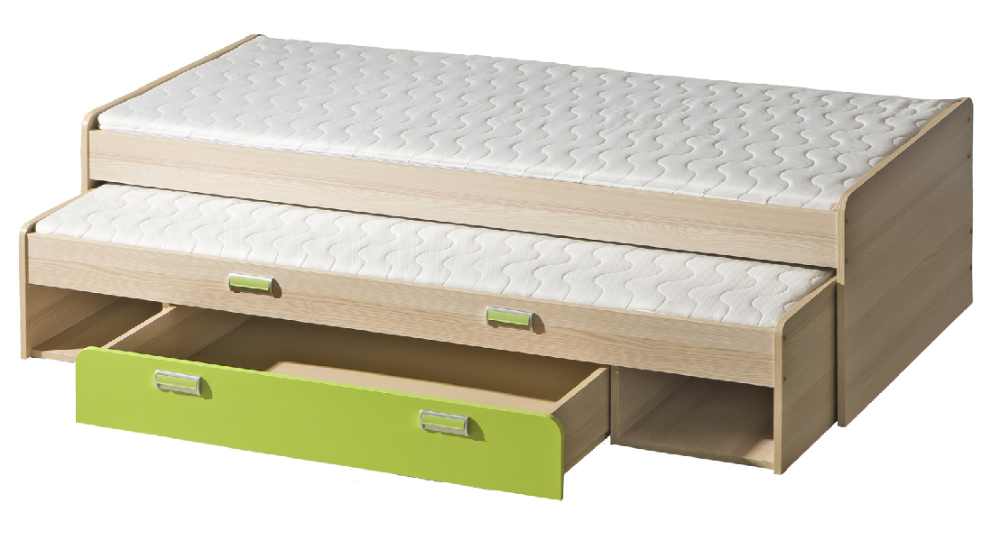 Rozkládací postel 80 cm Ego L16 zelená (se dvěma matracíi a rošty) *bazar