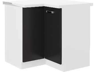 Rohová dolní kuchyňská skříňka Oran 89 x 89 DN 1F BB (bílá + černá)