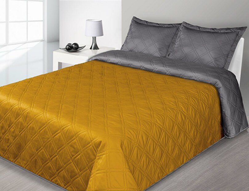Přehoz na postel 210x170cm Nova (oranžová + metalická)
