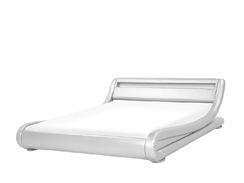 Manželská postel 160 cm AVENUE (s roštem a LED osvětlením) (stříbrná)