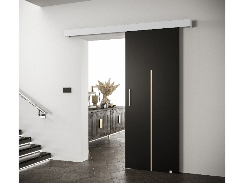Posuvné dveře 90 cm Sharlene X (černá matná + bílá matná + zlatá)