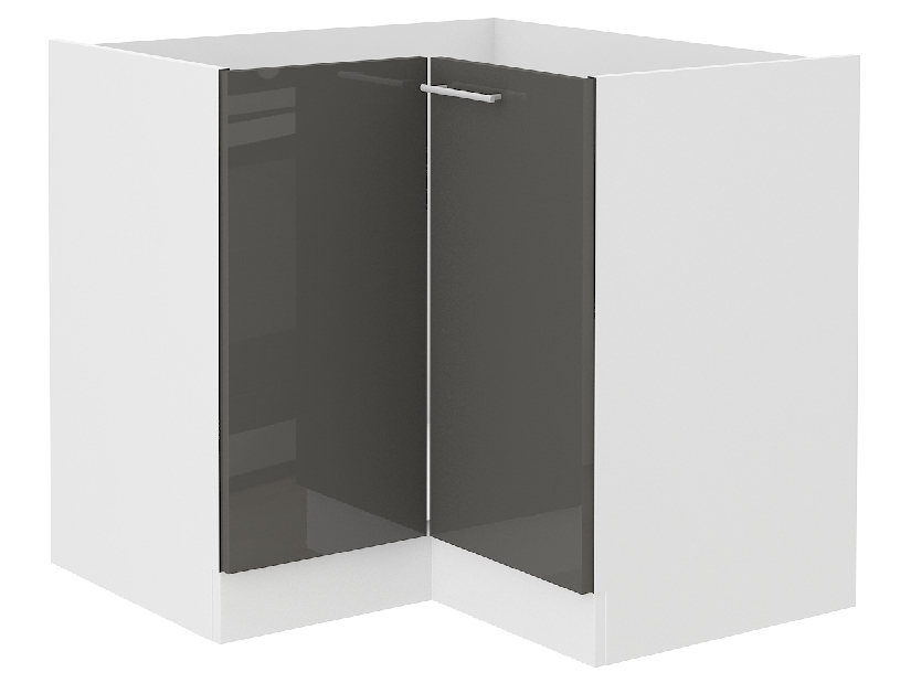 Rohová dolní kuchyňská skříňka Lavera 89 x 89 DN 1F BB (bílá + lesk šedý)