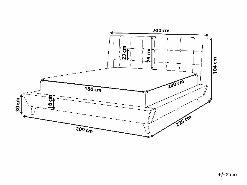 Manželská postel 180 cm TURIN (s roštem) (šedá)
