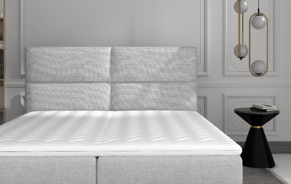 Manželská postel Boxspring 160 cm Amebra (světle šedá) (s matracemi a úl. prostorem) *výprodej