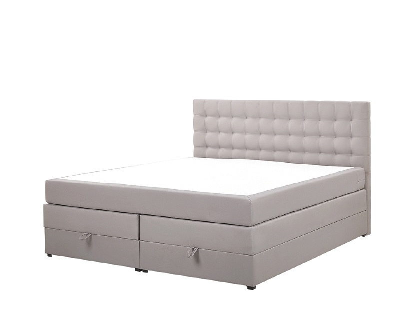 Kontinentální postel 180 cm MAGNEZ (šedá) (s matrací a úložným prostorem)