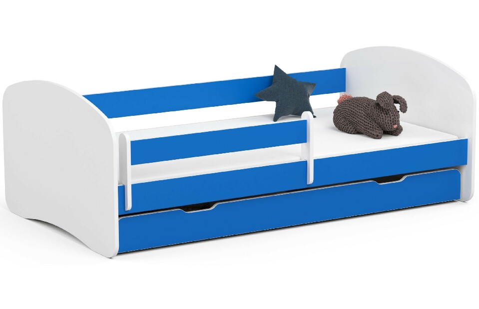 Dětská postel Pranshi III (modrá) (s matrací)