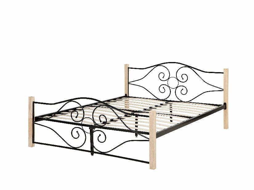 Manželská postel 160 cm FLANGE (s roštem) (černá)