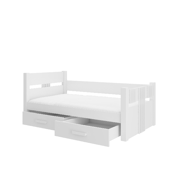Dětská postel 200x90 cm s materacom Buppi (bílá)