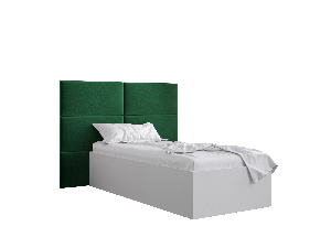 Jednolůžková postel s čalouněným čelem 90 cm Brittany 2 (bílá matná + zelená) (s roštem)