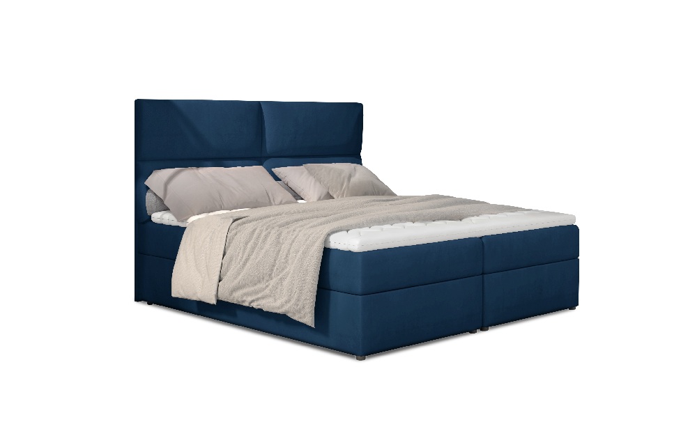 Kontinentální postel 145 cm Alyce (modrá) (s matracemi)