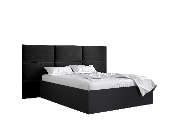 Manželská postel s čalouněným čelem 160 cm Brittany 2 (černá matná + černá) (s roštem)