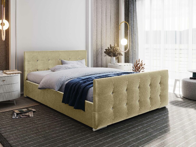 Manželská postel 180 cm Darrin (béžová) (s roštem a úložným prostorem)