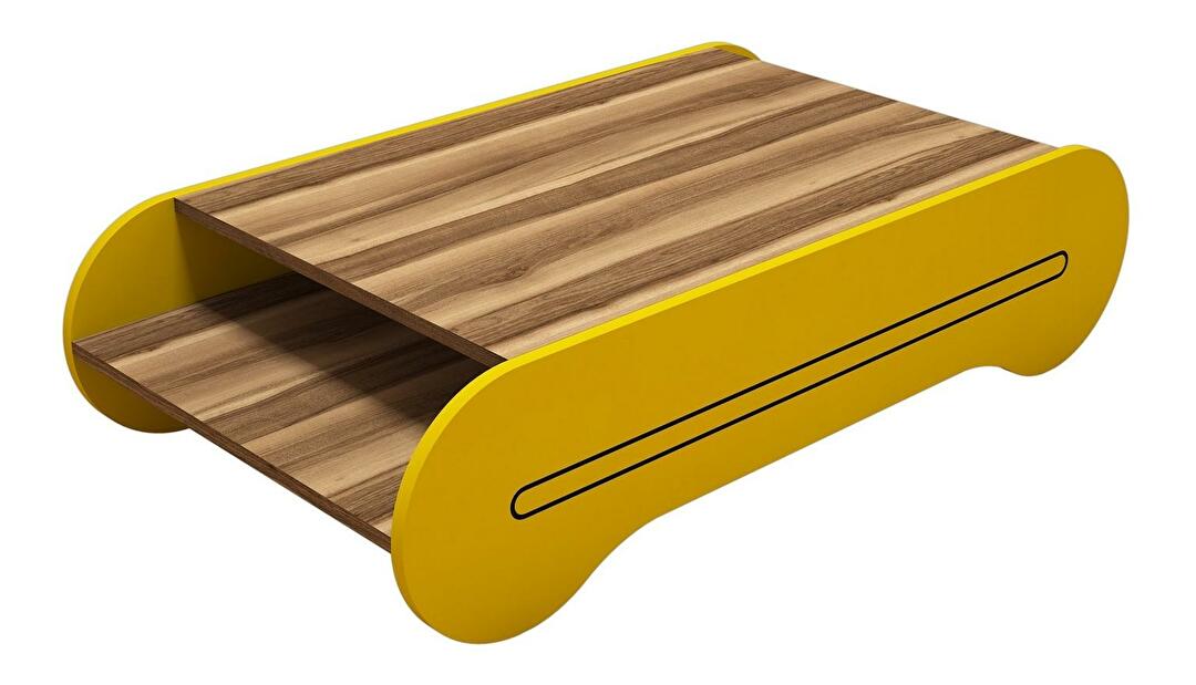 Konferenční stolek Clement (ořech + žlutá)