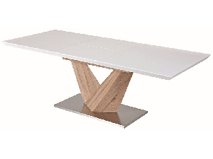 Rozkládací jídelní stůl 140-200 cm Allegra (bílá + dub) (pro 8 a více osob)