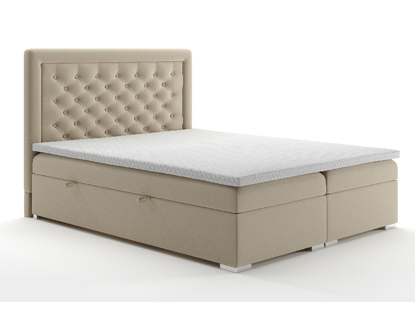 Manželská postel Boxspring 140 cm Gllamy (béžová) (s úložným prostorem)