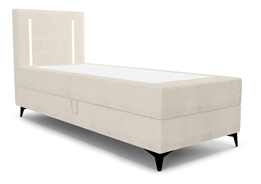 Jednolůžková postel 80 cm Ortega Bonell (béžová) (s roštem, s úl. prostorem) (s LED osvětlením)