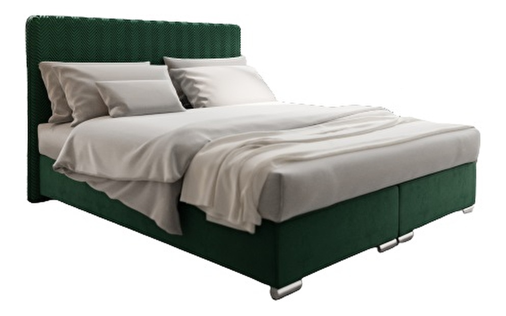 Manželská postel 160 cm Boxspring Penarth Comfort (tmavě zelená) (s roštem, matrací a úl. prostorem)