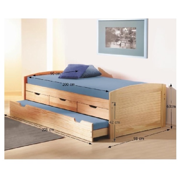 Rozkládací postel 90 cm Mercatu (s roštem) (masiv)