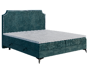 Manželská postel Boxspring 180 cm Lexa (mořská) (s matrací a úl. prostorem)