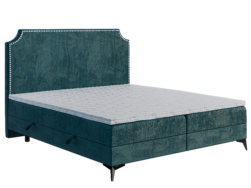 Kontinentální postel 160 cm Lexa (mořská) (s matrací a úl. prostorem)