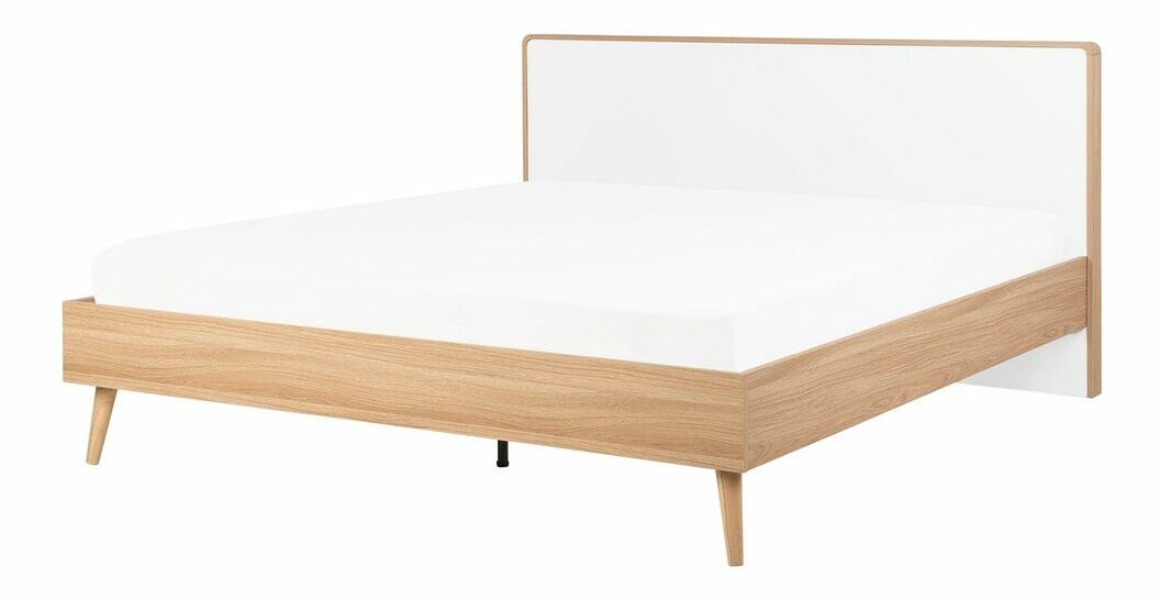 Manželská postel 160 cm SERVI (s roštem) (světlé dřevo)