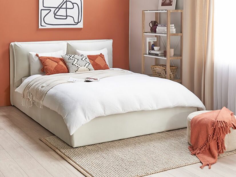 Manželská postel 160 cm Berit (bílá) (s roštem) (s úl. prostorem)