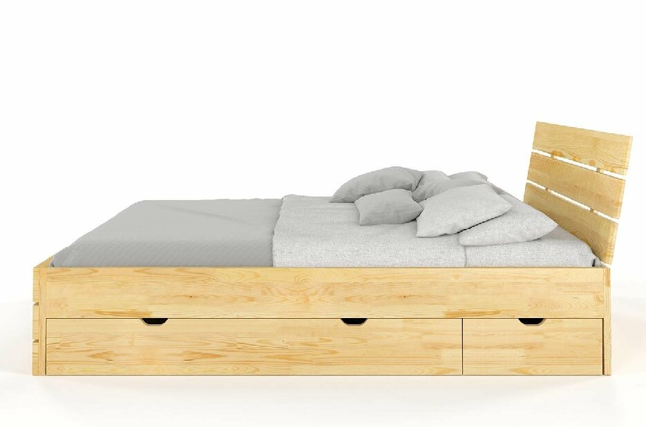 Manželská postel 160 cm Naturlig Lorenskog High Drawers (borovice)