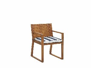 Zahradní židle SASAN (světle hnědá) (modrý pruhovaný podsedák)