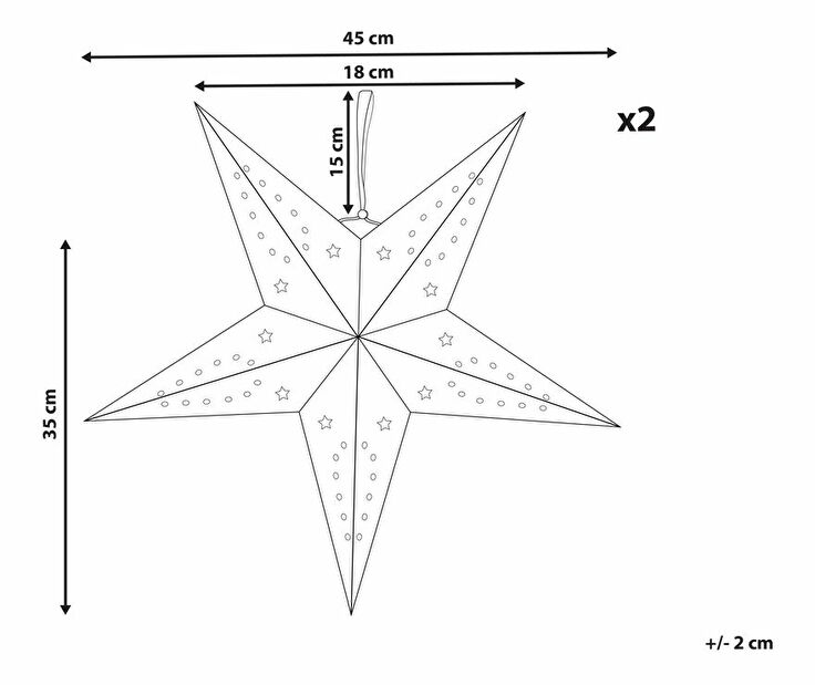 Set 2 ks závěsných hvězd 45 cm Monti (zelená třpytivá)